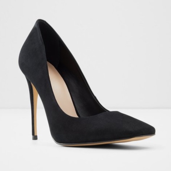 Aldo Black Suede Pointed Heels - Picture 1 of 8